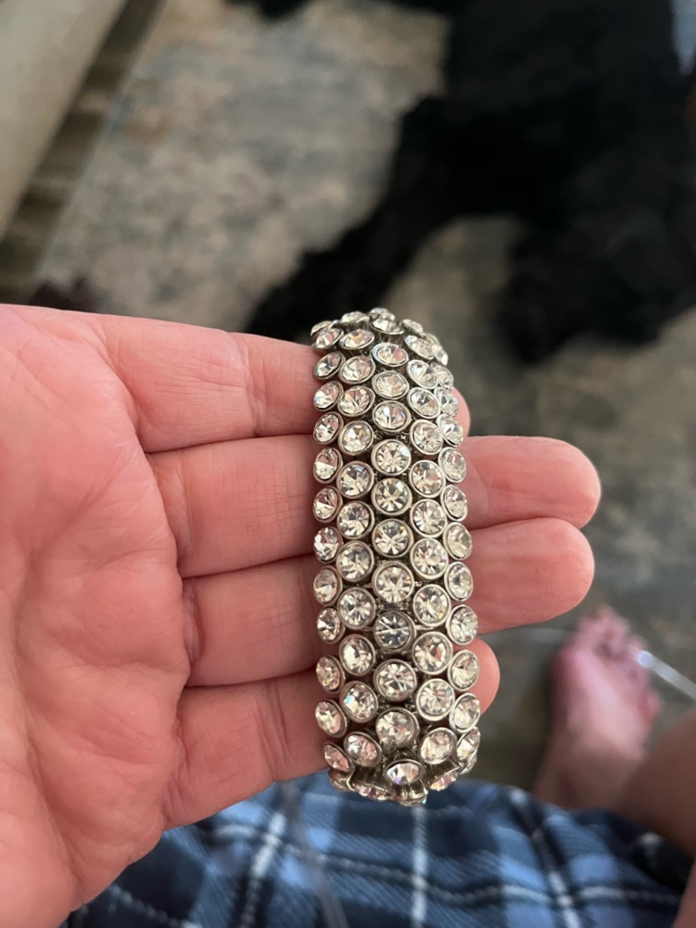 Crystal Stretch Bracelet - Silver Clear Rhinestones